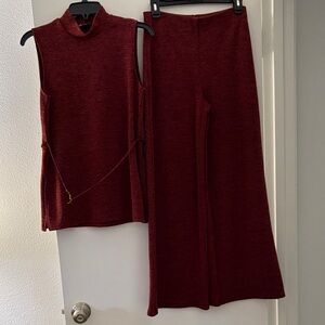 Zara Burgundy Wide Leg Jumpsuit